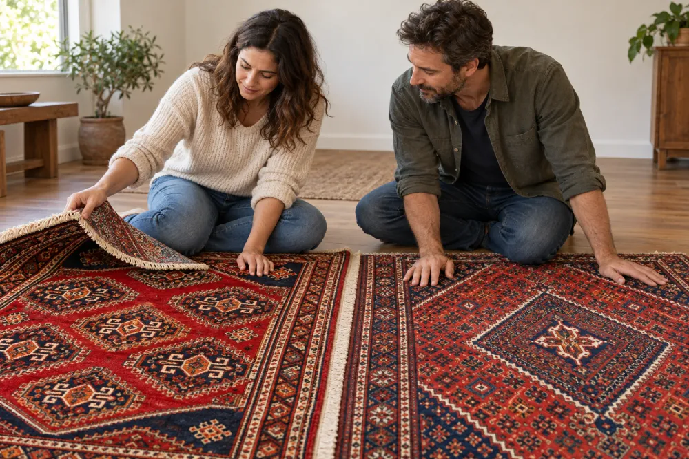 hand-woven or machine-made carpets